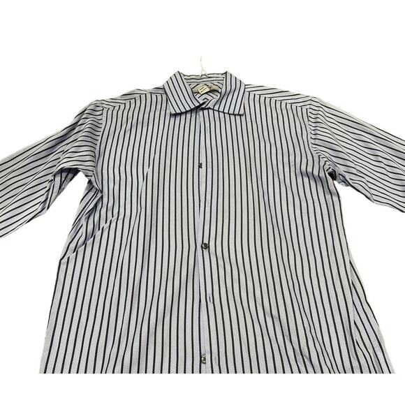 DKNY Kids 18 Blue and Black Striped Collared Long Sleeve Dress Shirt - Picture 4 of 11